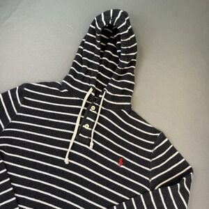 Vintage 90's POLO JEANS CO. Ralph Lauren Navy Ivory Striped Cardigan Sz. Large